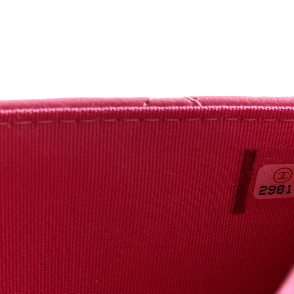 Lambskin Quilted CC Pearl Crush Wallet on Chain WOC Pink