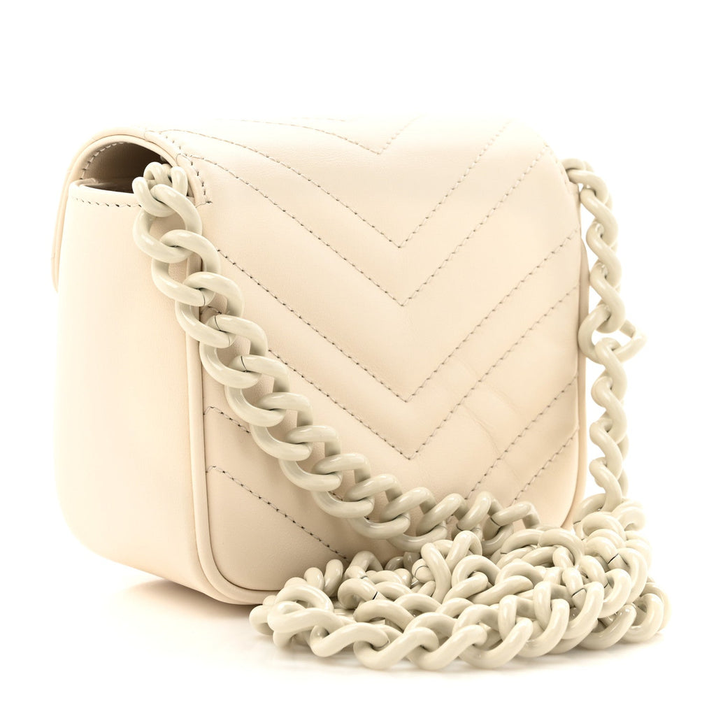 Calfskin Matelasse Monochrome GG Marmont Chain Mini Belt Bag Mystic White