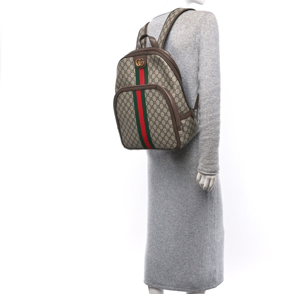 GG Supreme Monogram Medium Ophidia Day Backpack Brown