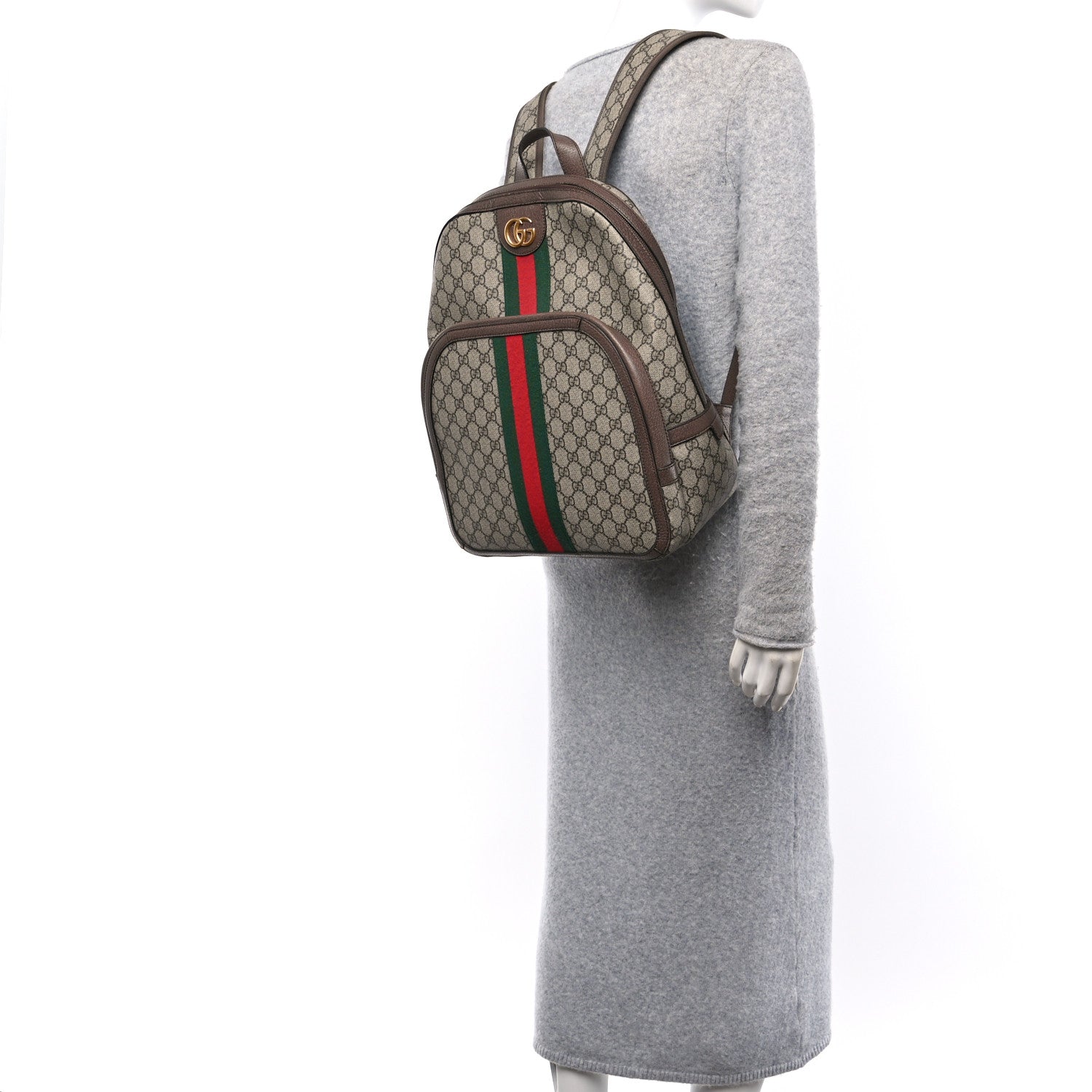 GG Supreme Monogram Medium Ophidia Day Backpack Brown
