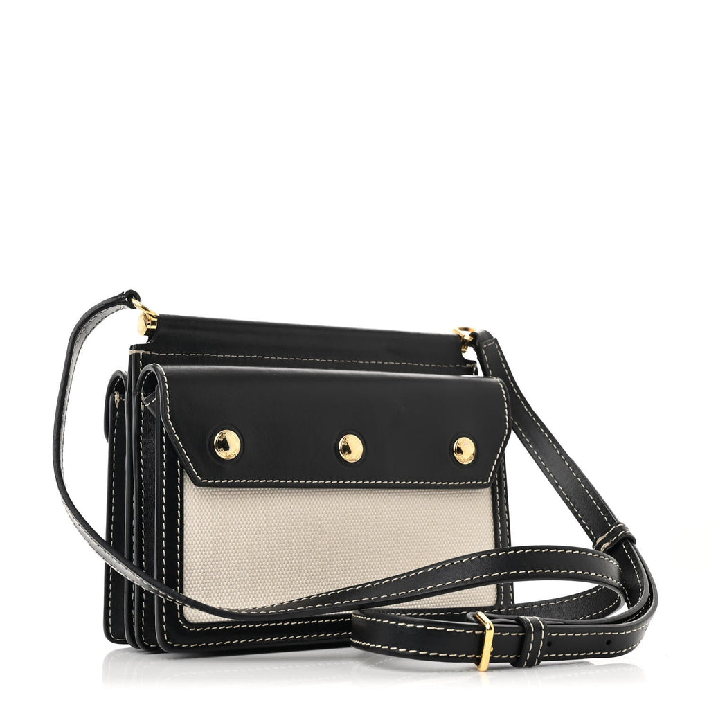 Smooth Calfskin Canvas Horseferry Print Mini Title Bag with Pocket Black