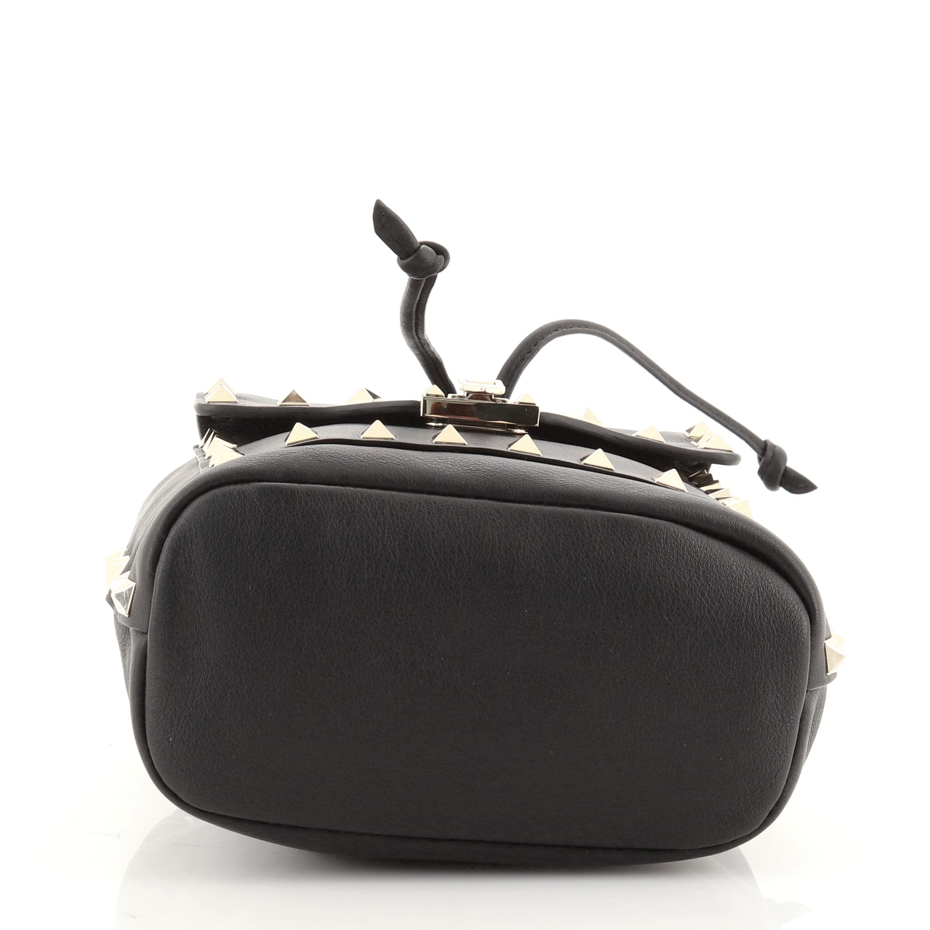 Rockstud Drawstring Bucket Bag Leather Mini