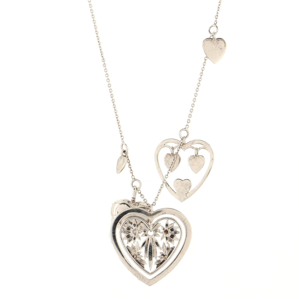 Multi-Heart Charm Necklace Sterling Silver