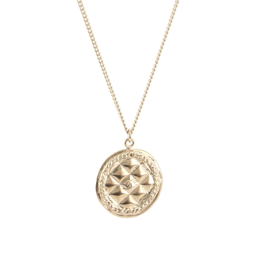CC Medallion Quilted Pendant Necklace Metal