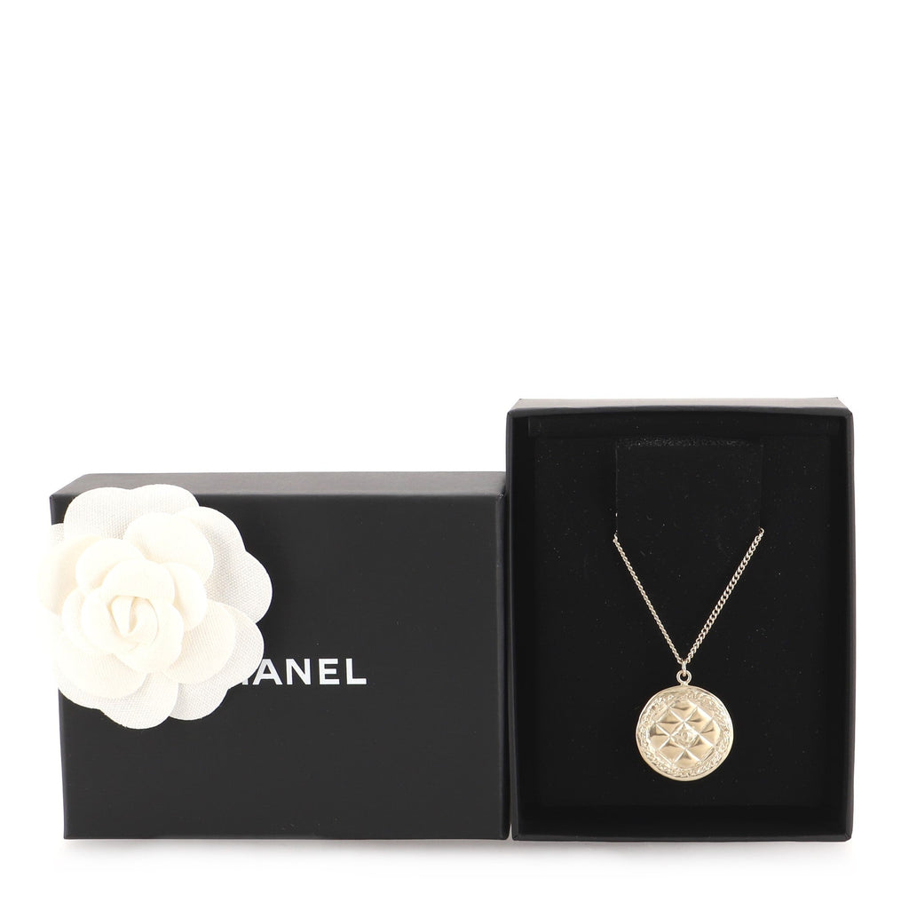 CC Medallion Quilted Pendant Necklace Metal