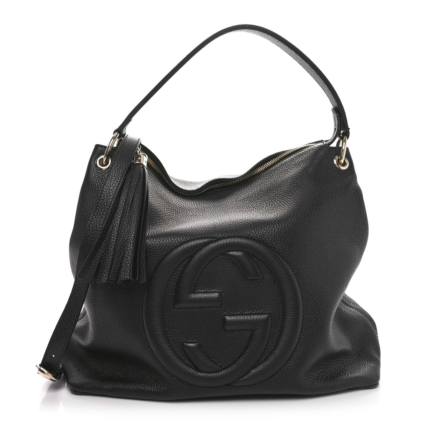 Pebbled Calfskin Large Soho Hobo Black