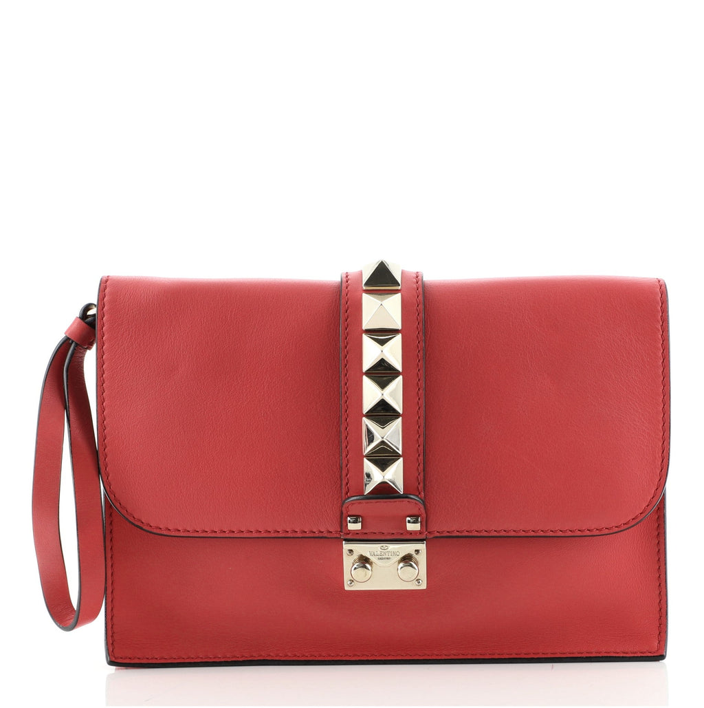 Glam Lock Clutch Leather