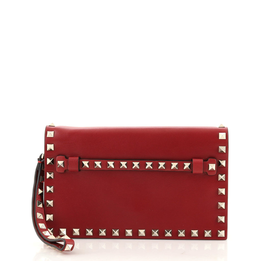 Rockstud Flap Clutch Leather Small
