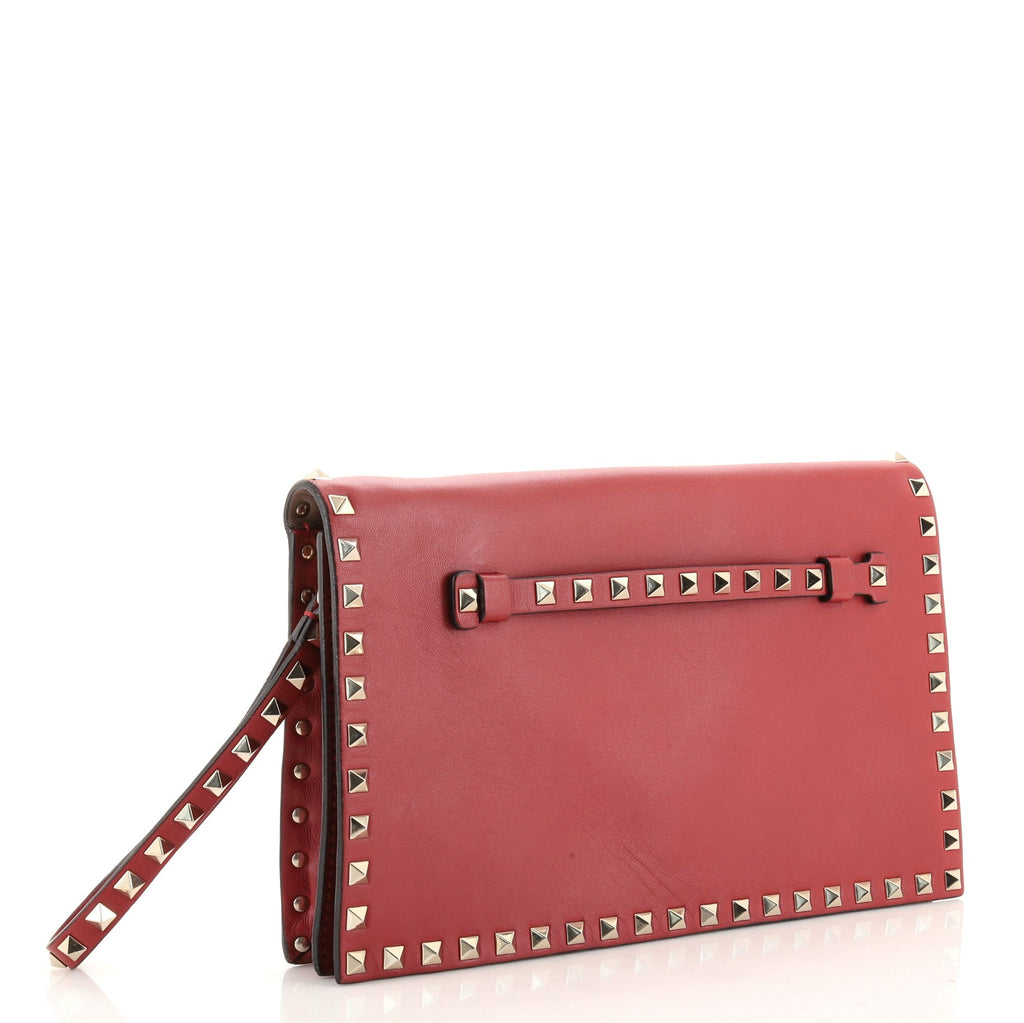 Rockstud Flap Clutch Leather