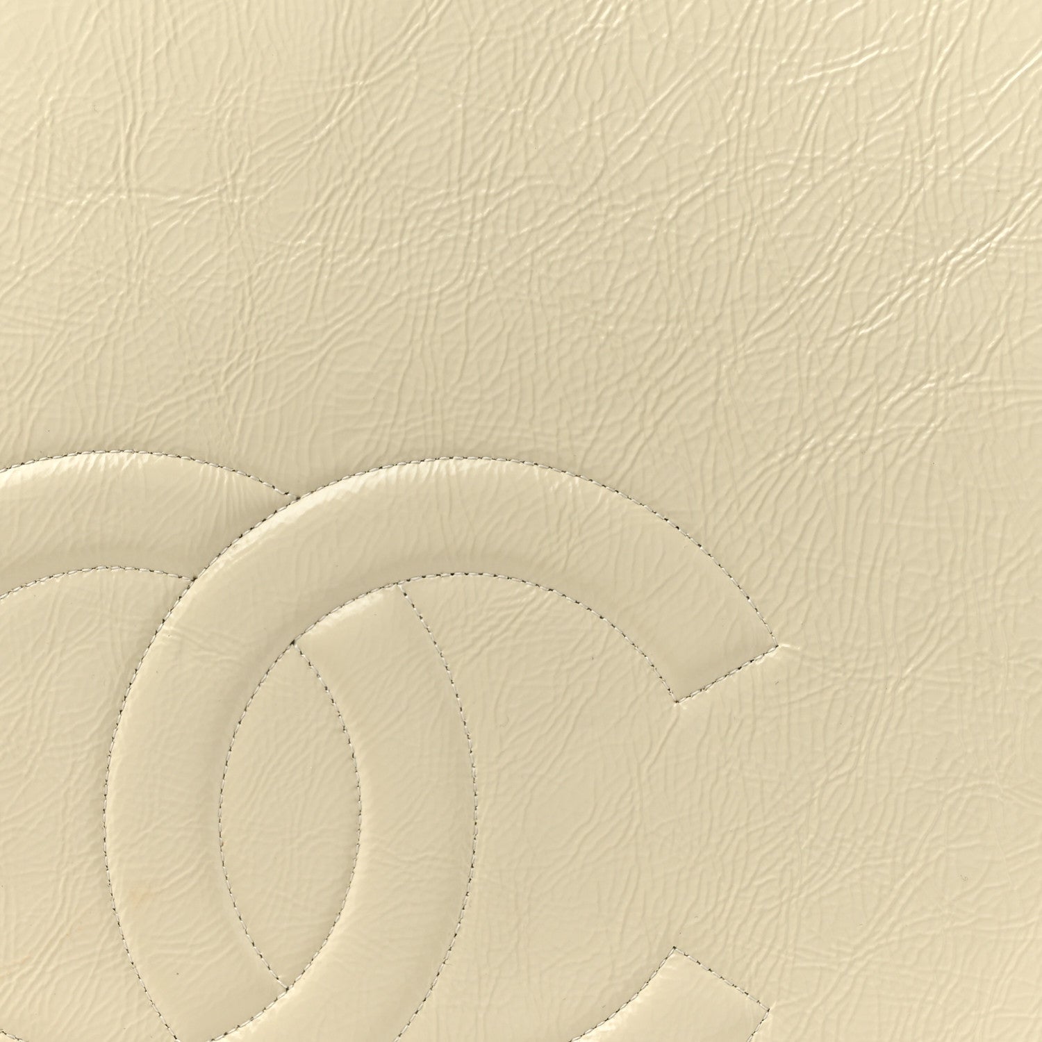 Shiny Aged Calfskin North South Shopping Bag White