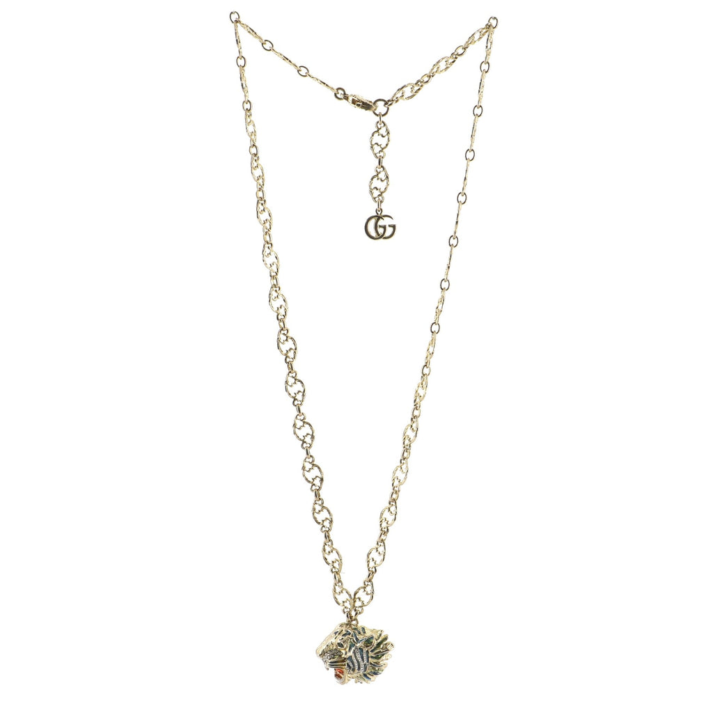 Rajah Pendant Necklace Metal with Enamel and Crystal
