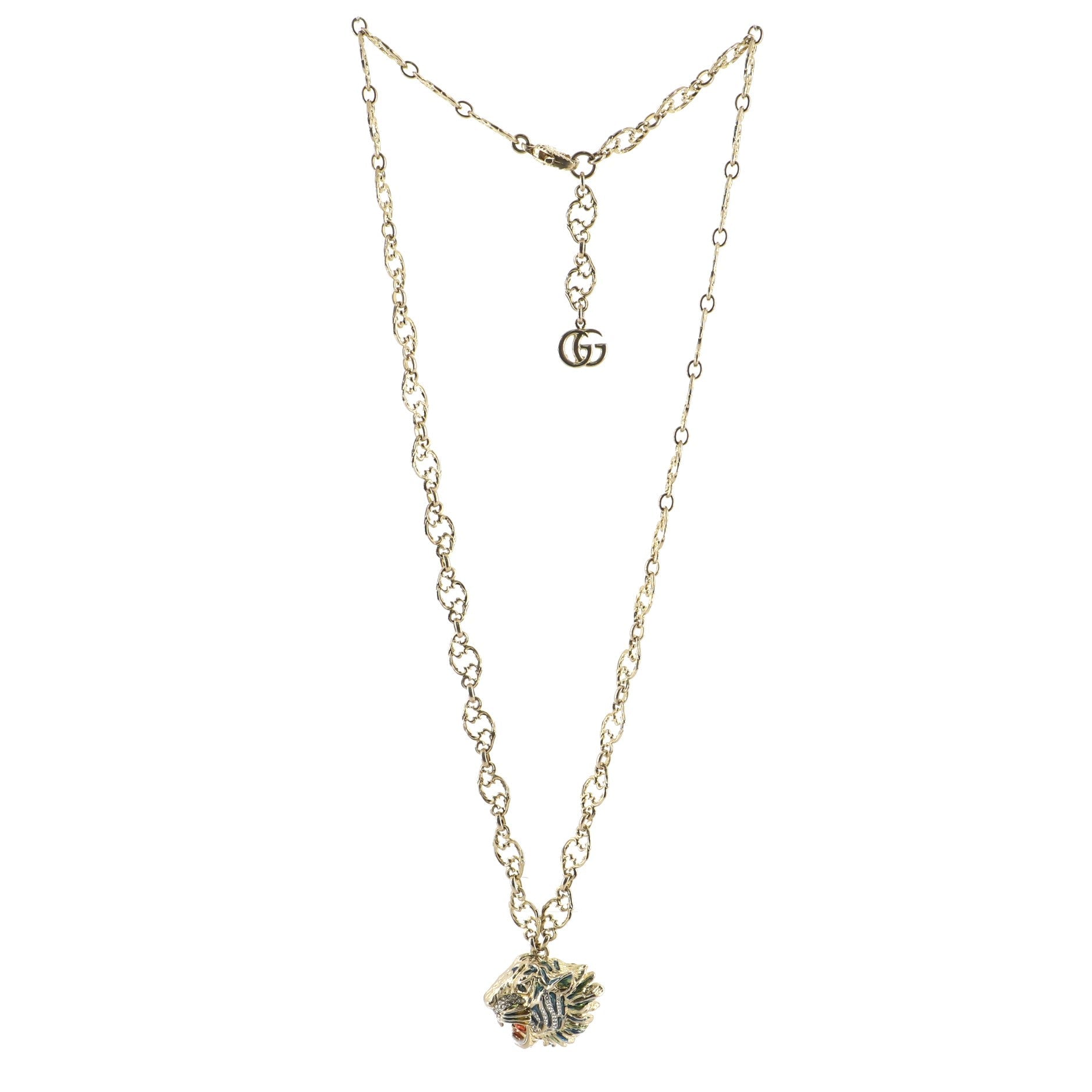 Rajah Pendant Necklace Metal with Enamel and Crystal