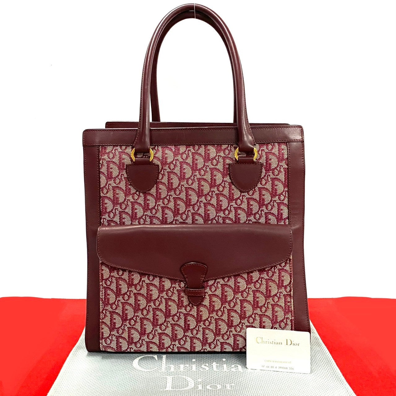 Christian Dior Trotter Canvas Leather Tote Bag