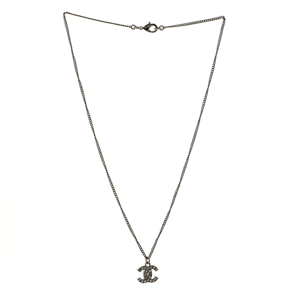 CC Pendant Necklace Crystal Embellished Metal