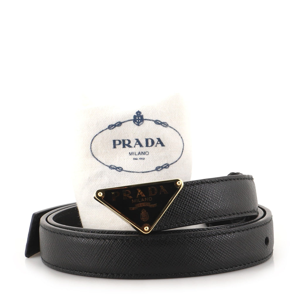 Logo Belt Saffiano Leather Thin 80