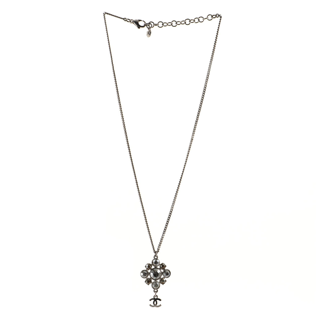 CC Cluster Pendant Necklace Crystal Embellished Metal