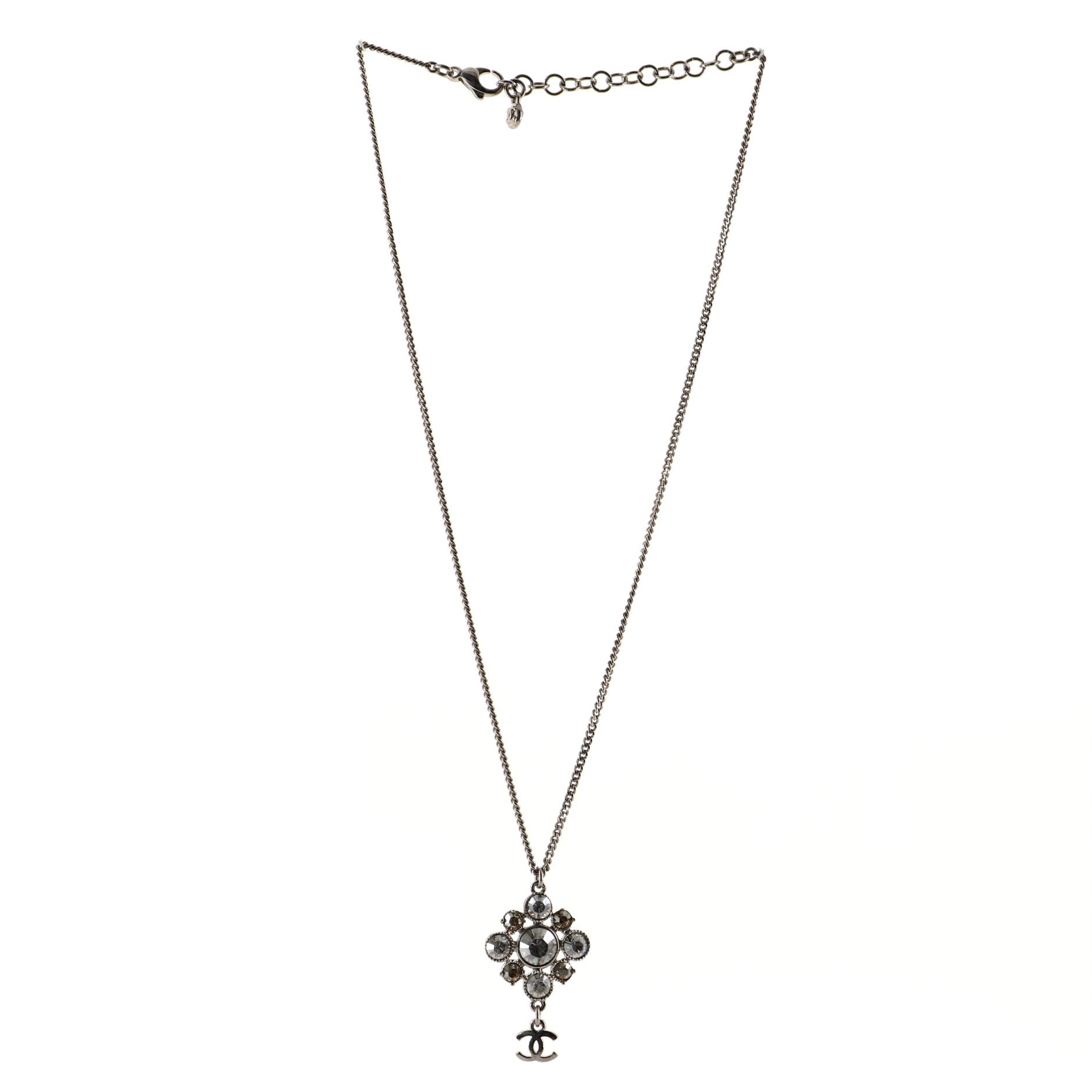 CC Cluster Pendant Necklace Crystal Embellished Metal