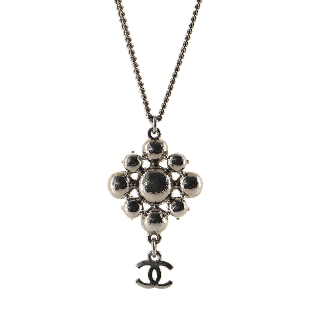 CC Cluster Pendant Necklace Crystal Embellished Metal