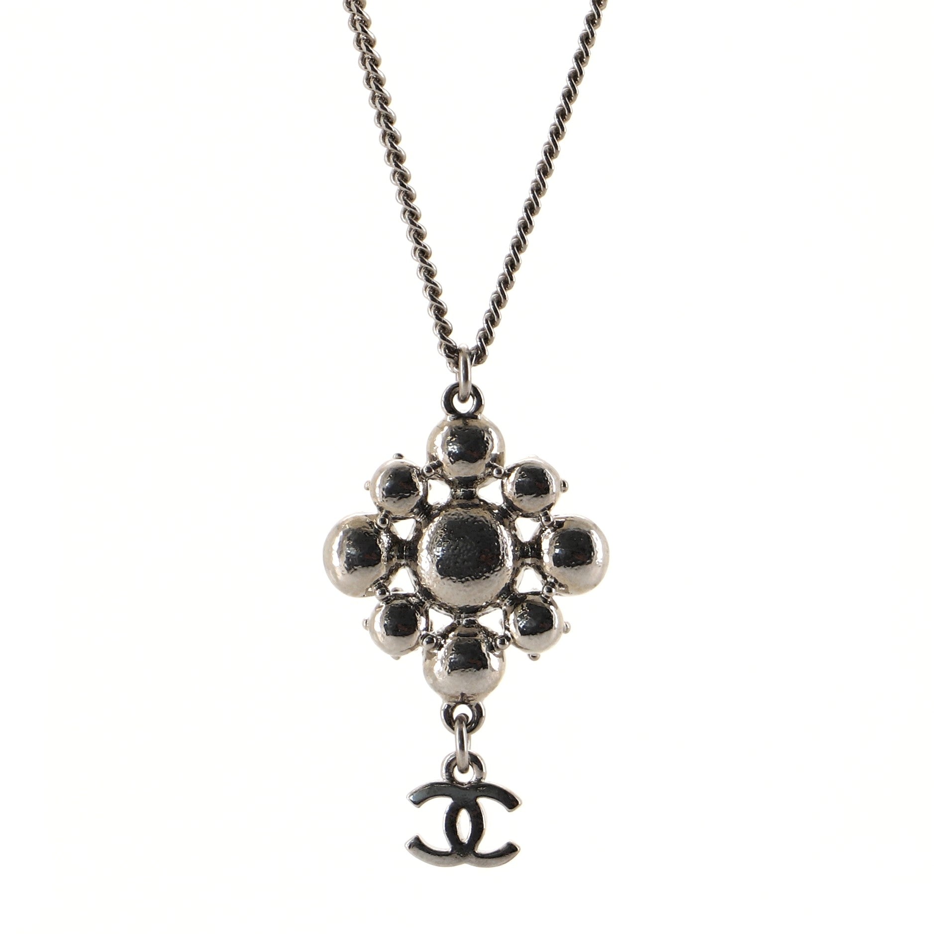 CC Cluster Pendant Necklace Crystal Embellished Metal