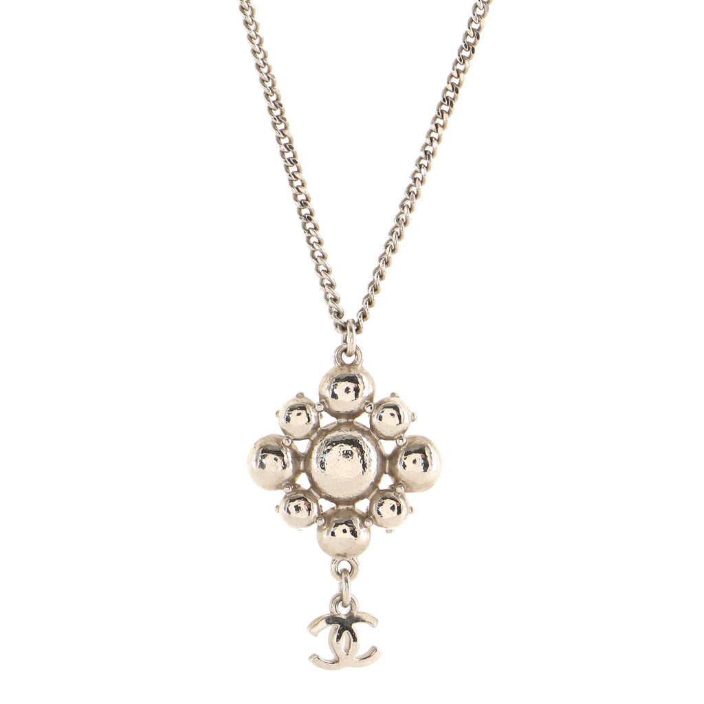 CC Cluster Pendant Necklace Crystal Embellished Metal