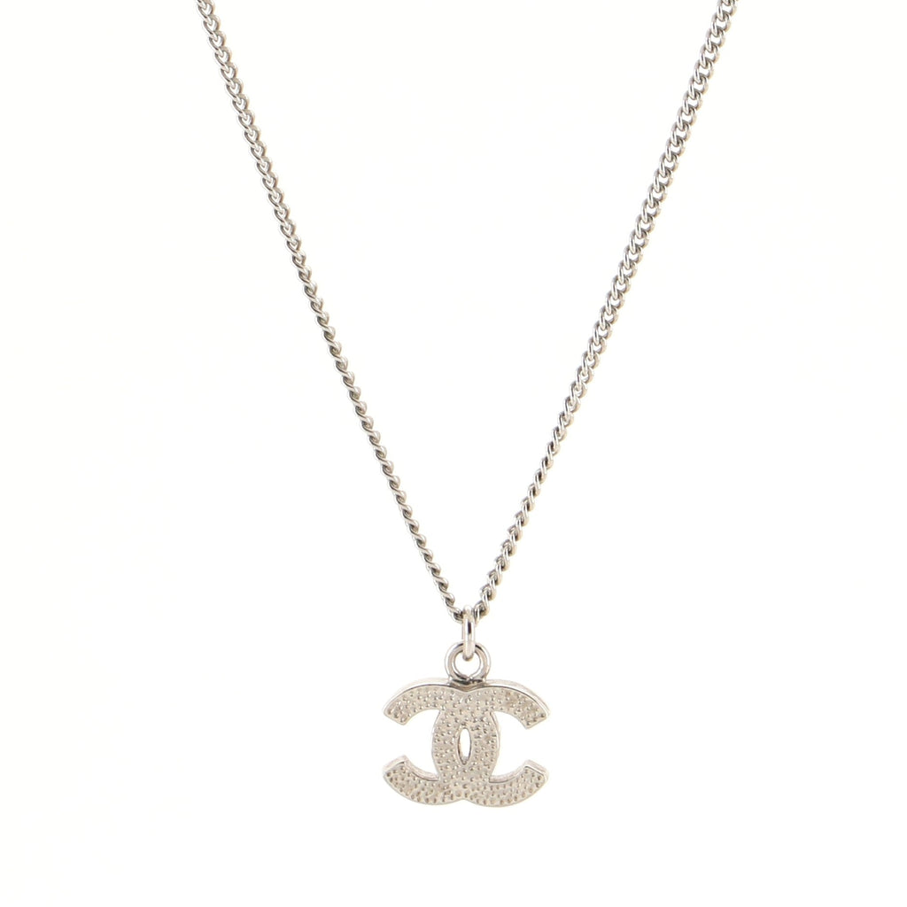 CC Pendant Necklace Crystal Embellished Metal