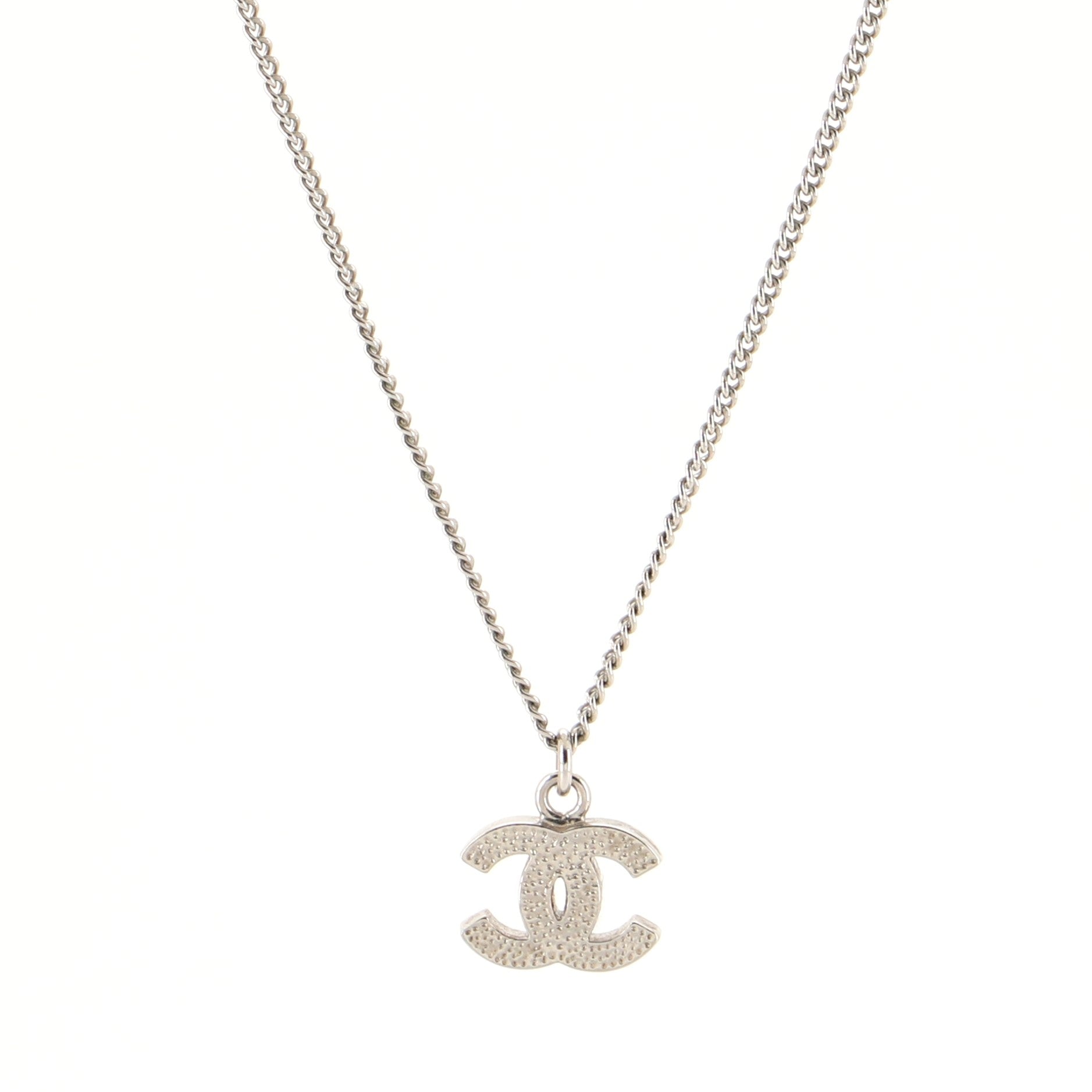 CC Pendant Necklace Crystal Embellished Metal