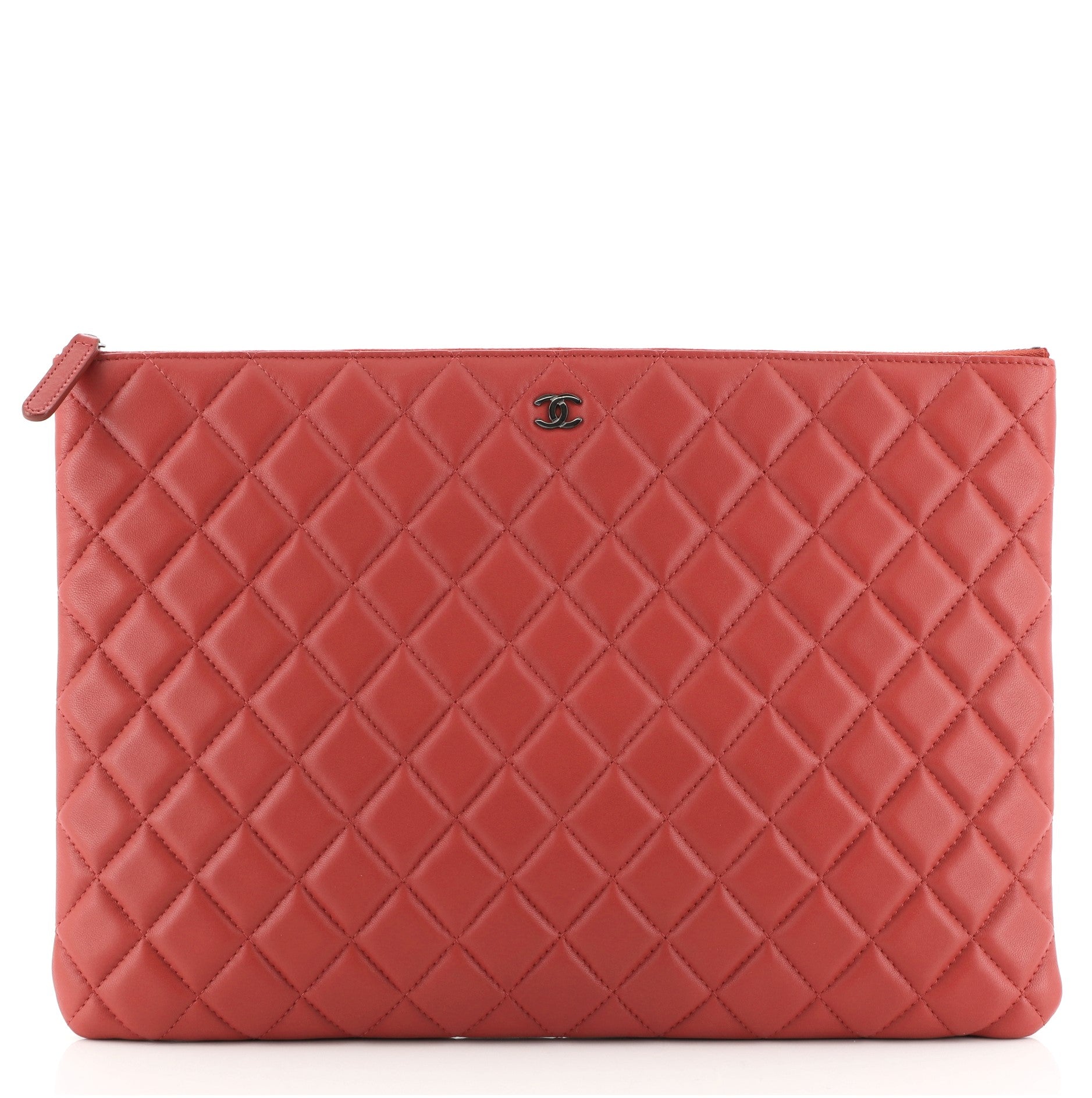 O Case Clutch Quilted Lambskin Large