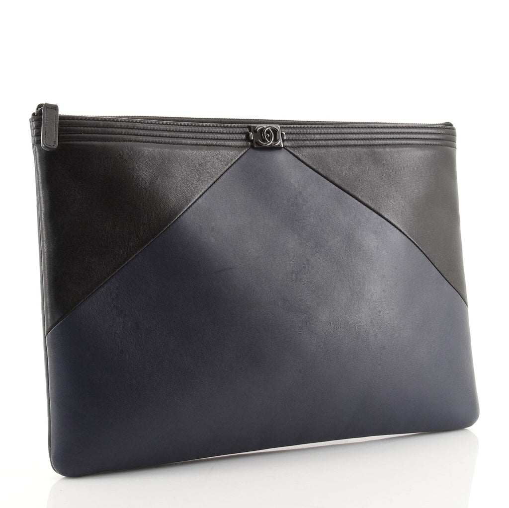Bicolor Boy O Case Clutch Lambskin Large