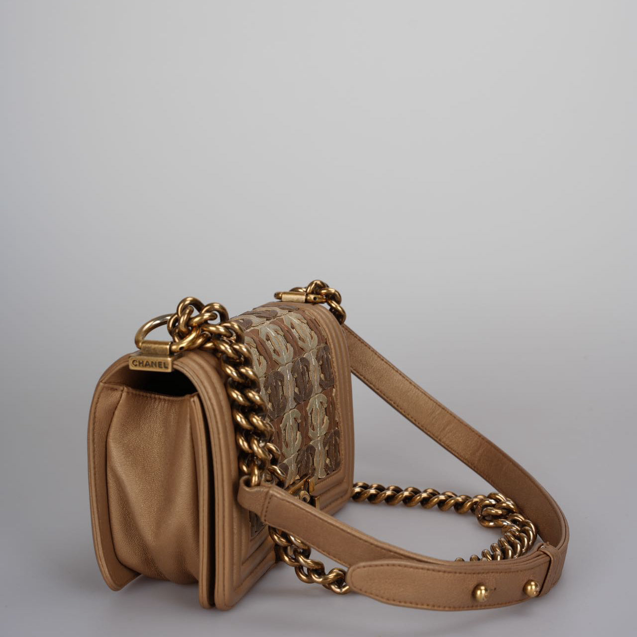 Chanel Le Boy Bag Limited Edition 15C Paris Dubai Small Metallic Gold
