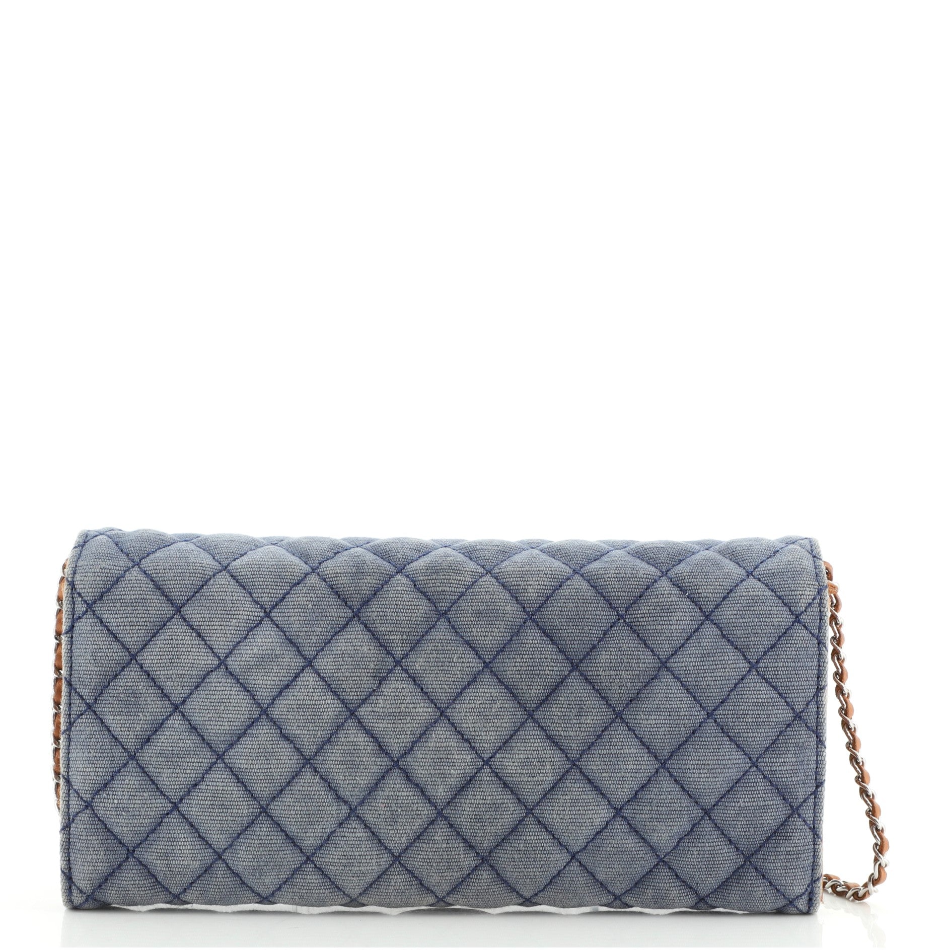 Wallet On Chain Clutch Quilted Denim with Lambskin East West