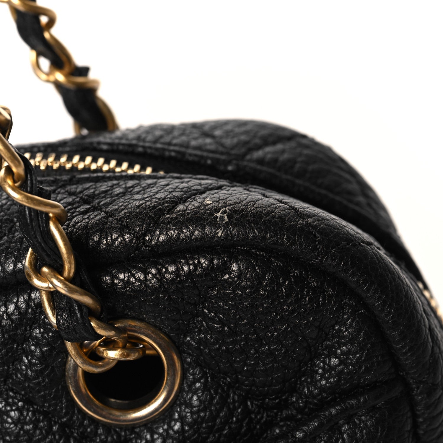 Calfskin Quilted Medium Camera Case Black