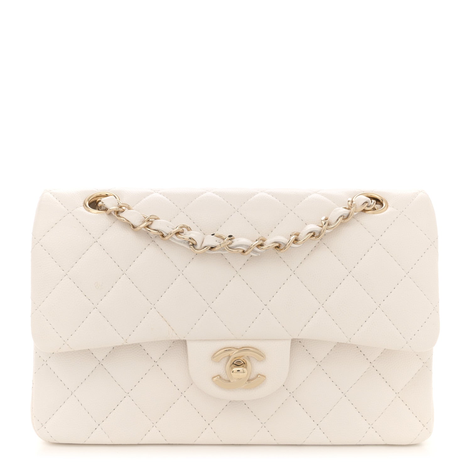 Caviar Quilted Small Double Flap White