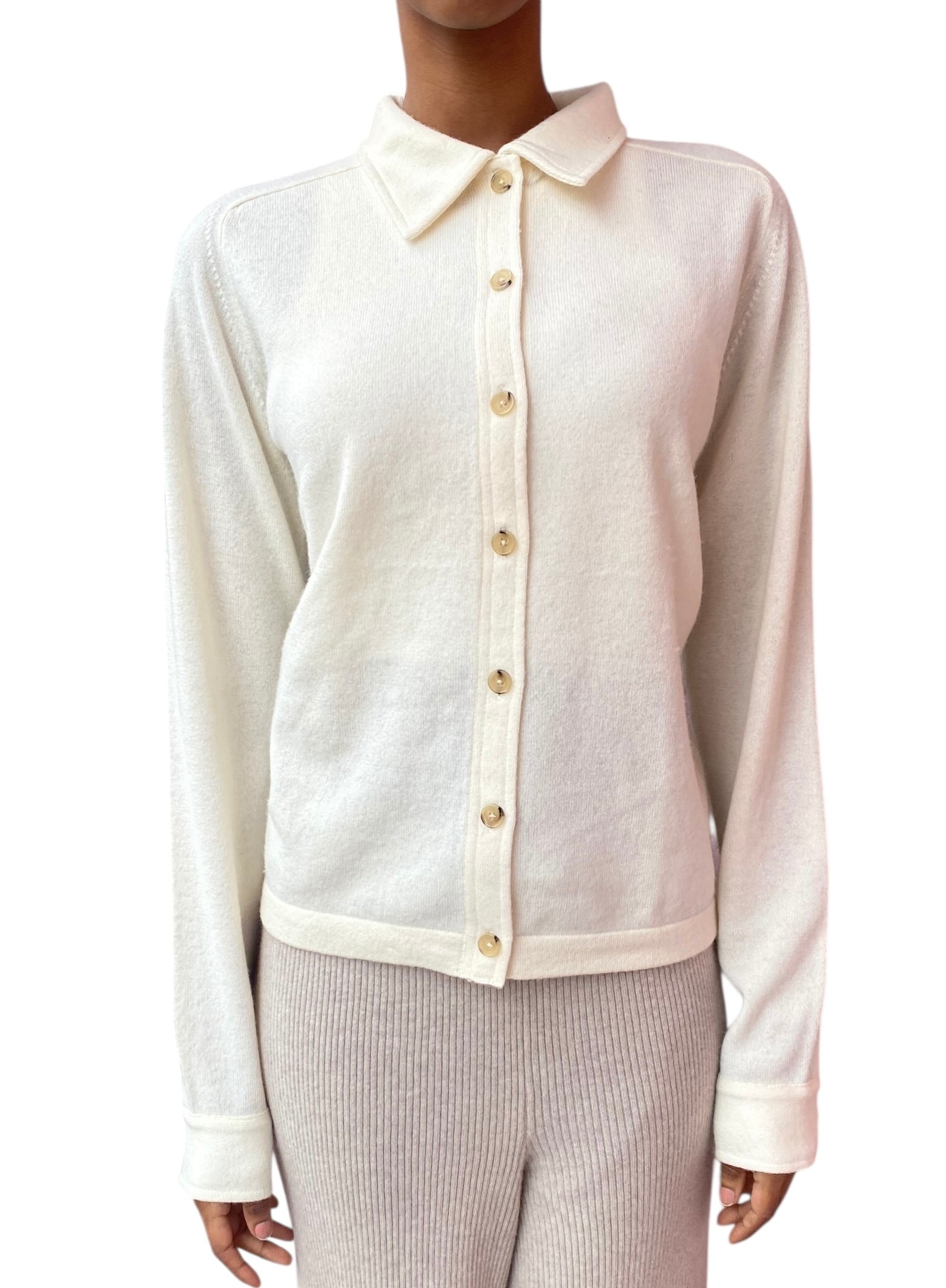 Toteme Ivory Raglan Cashmere Button Up igan - S