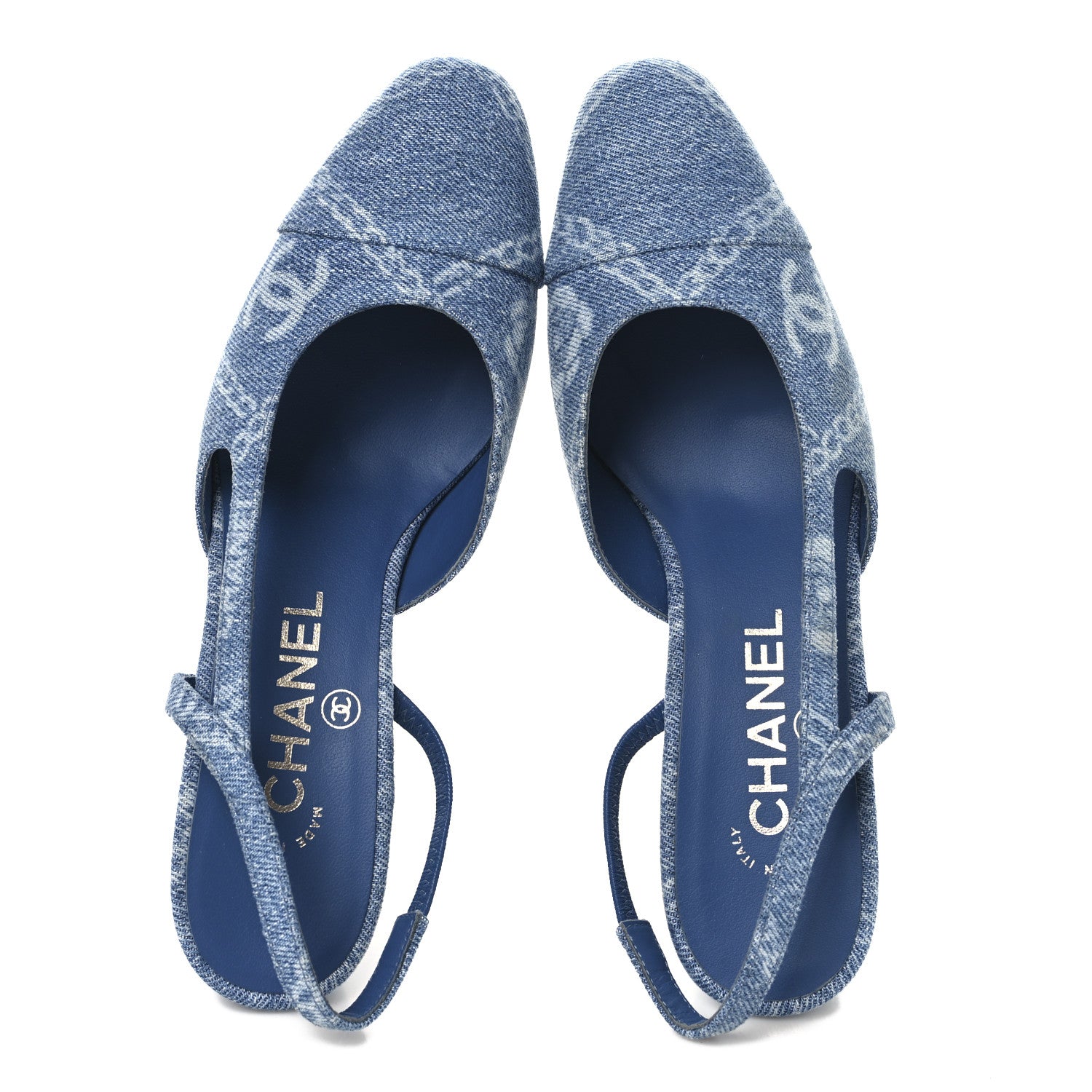 Denim Cap Toe Denim Slingback Pumps 36 Blue