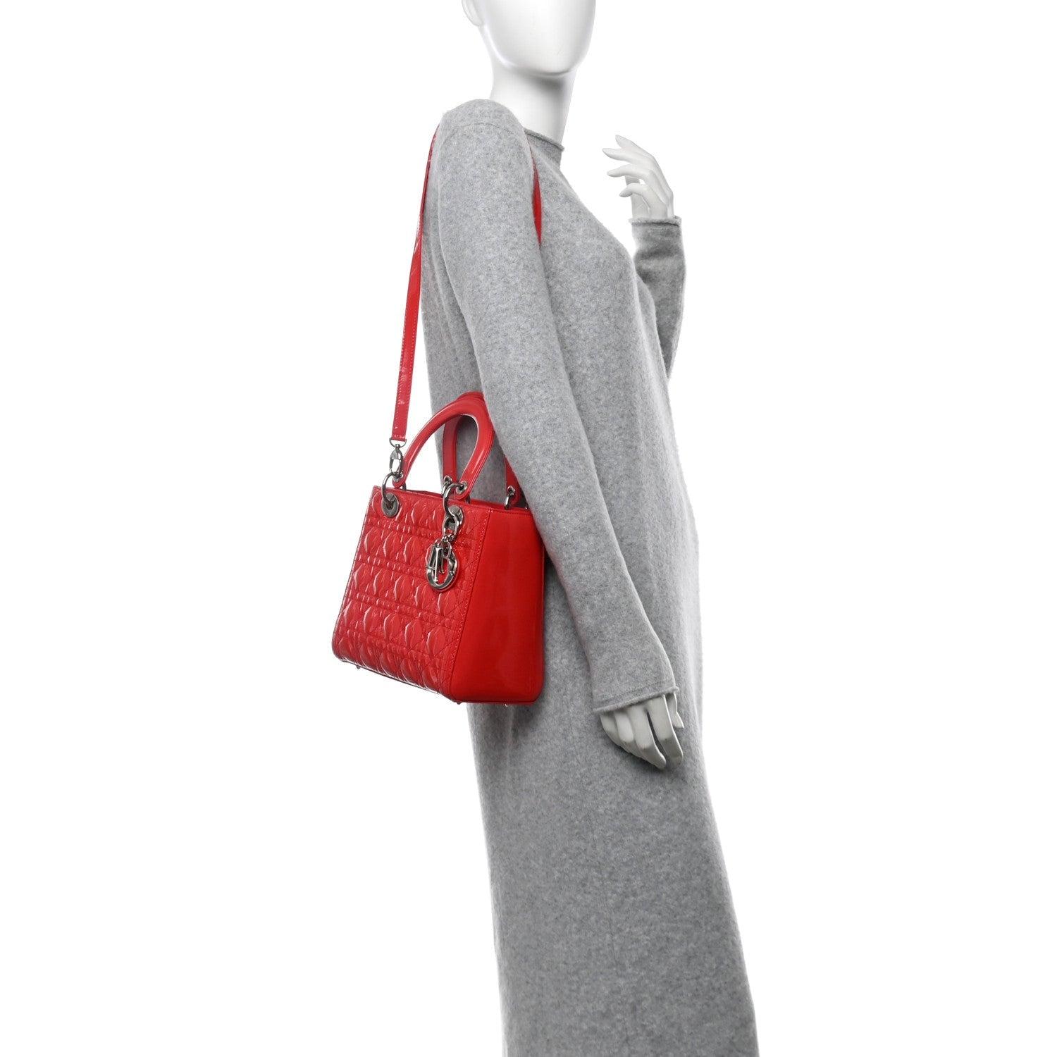 Patent Cannage Medium Lady Dior Red