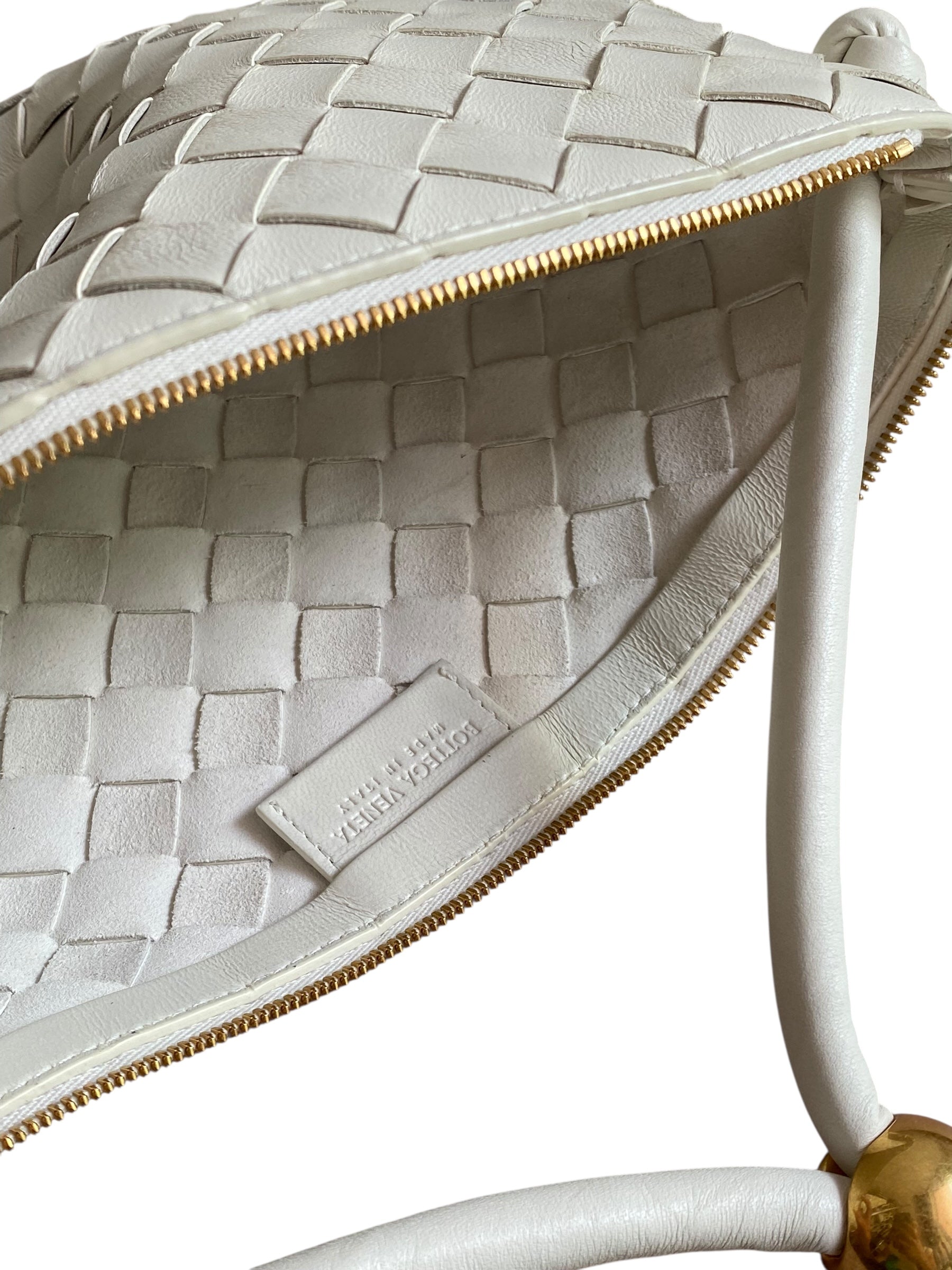 Bottega Veneta White Nappa Intrecciato Small Turn Pouch Bag