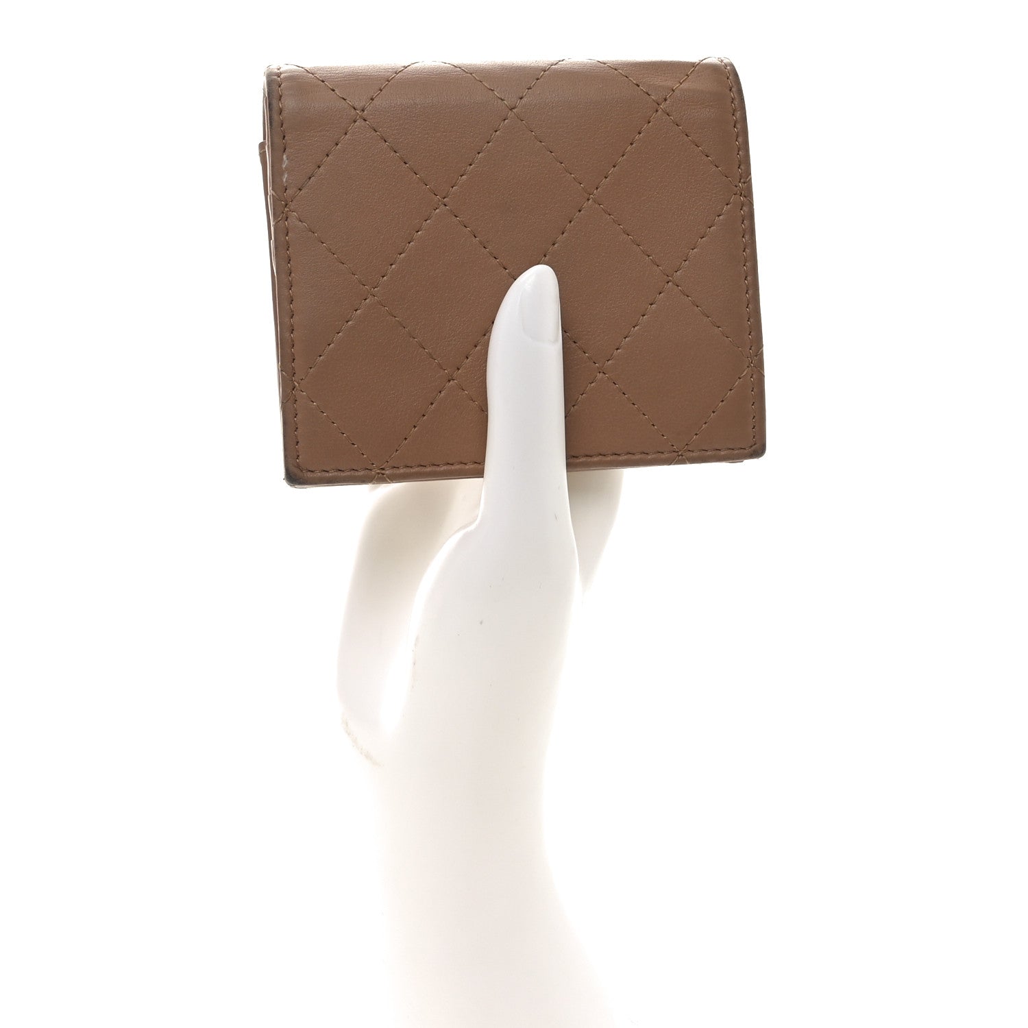 Calfskin Quilted Compact Bifold Wallet Pink