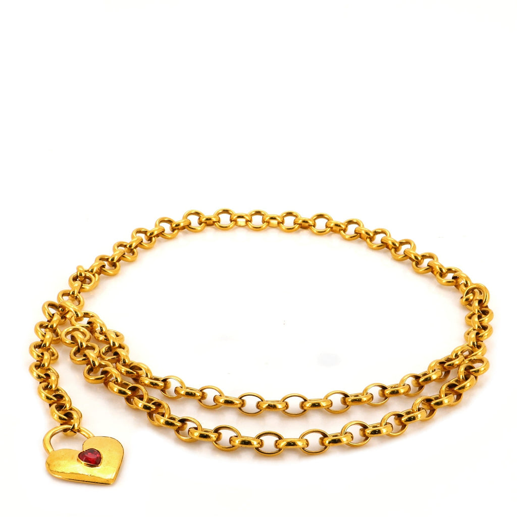 Vintage Heart Chain Belt Metal 80