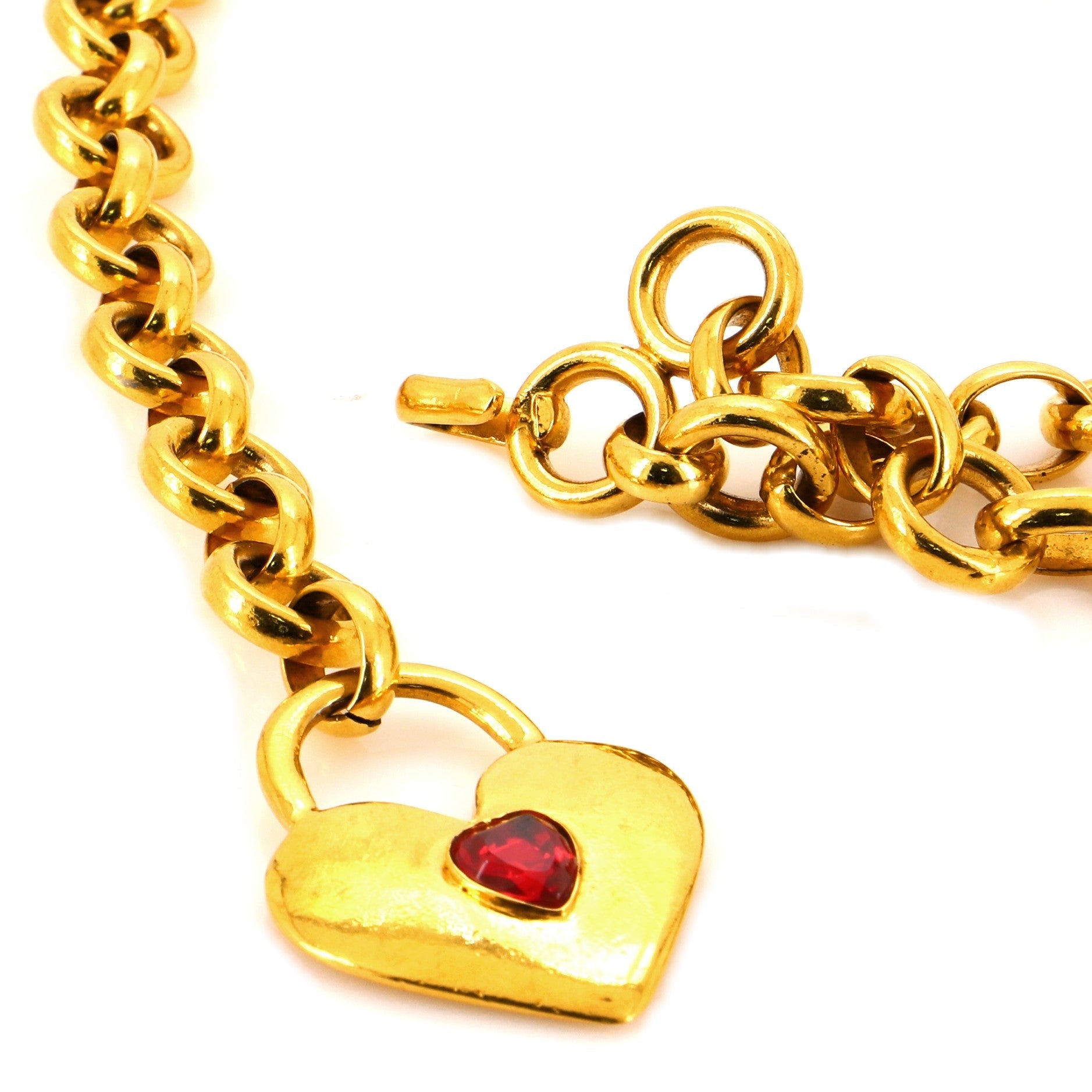 Vintage Heart Chain Belt Metal 80