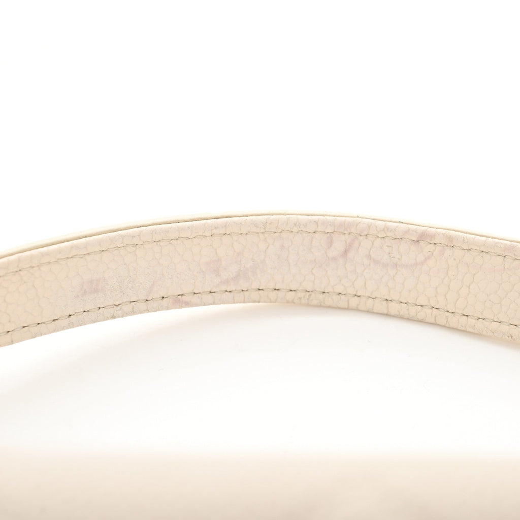 Grained Calfskin Small Stitched Flap White