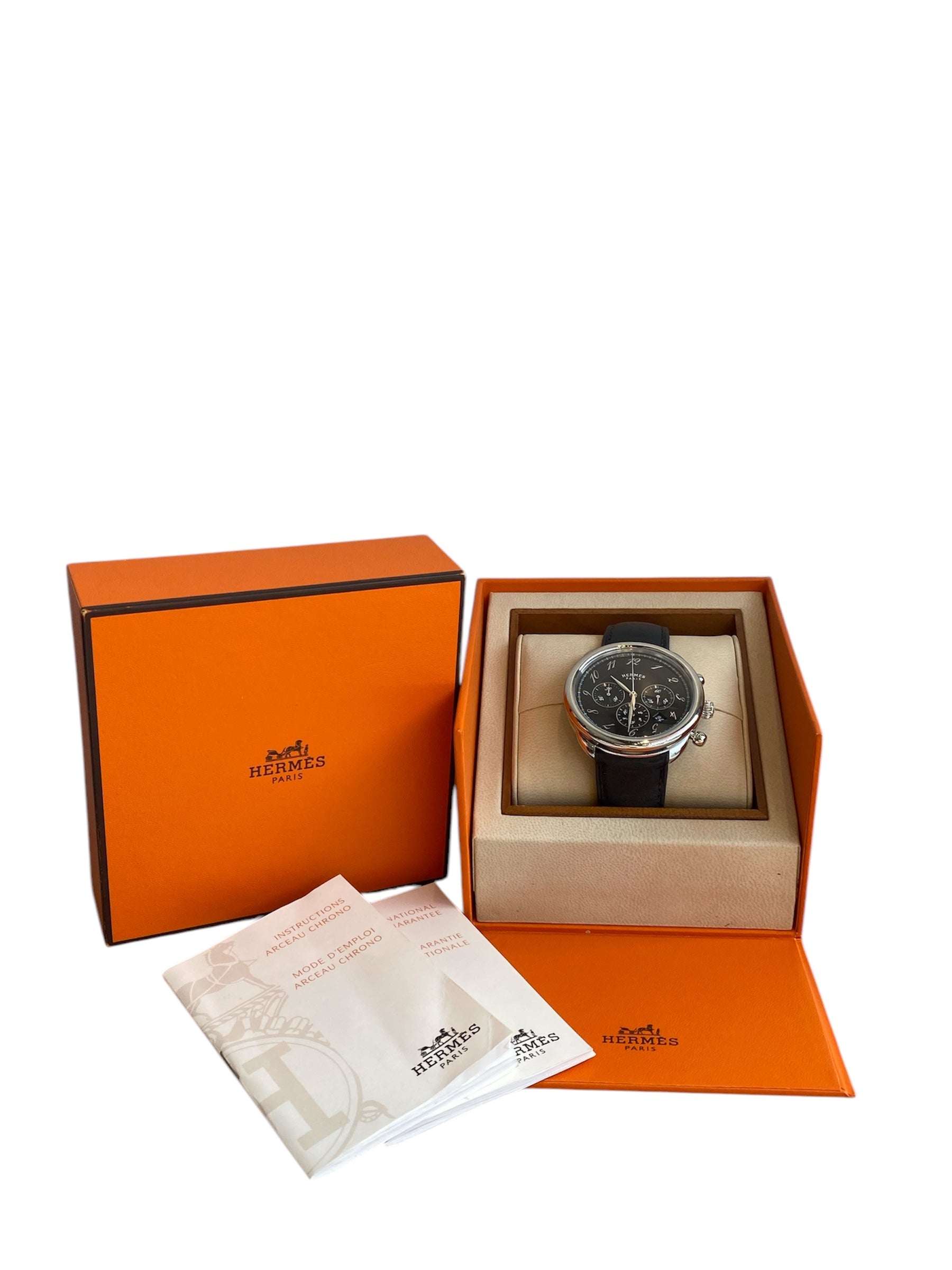 Hermes Black Arceau Chrono Watch