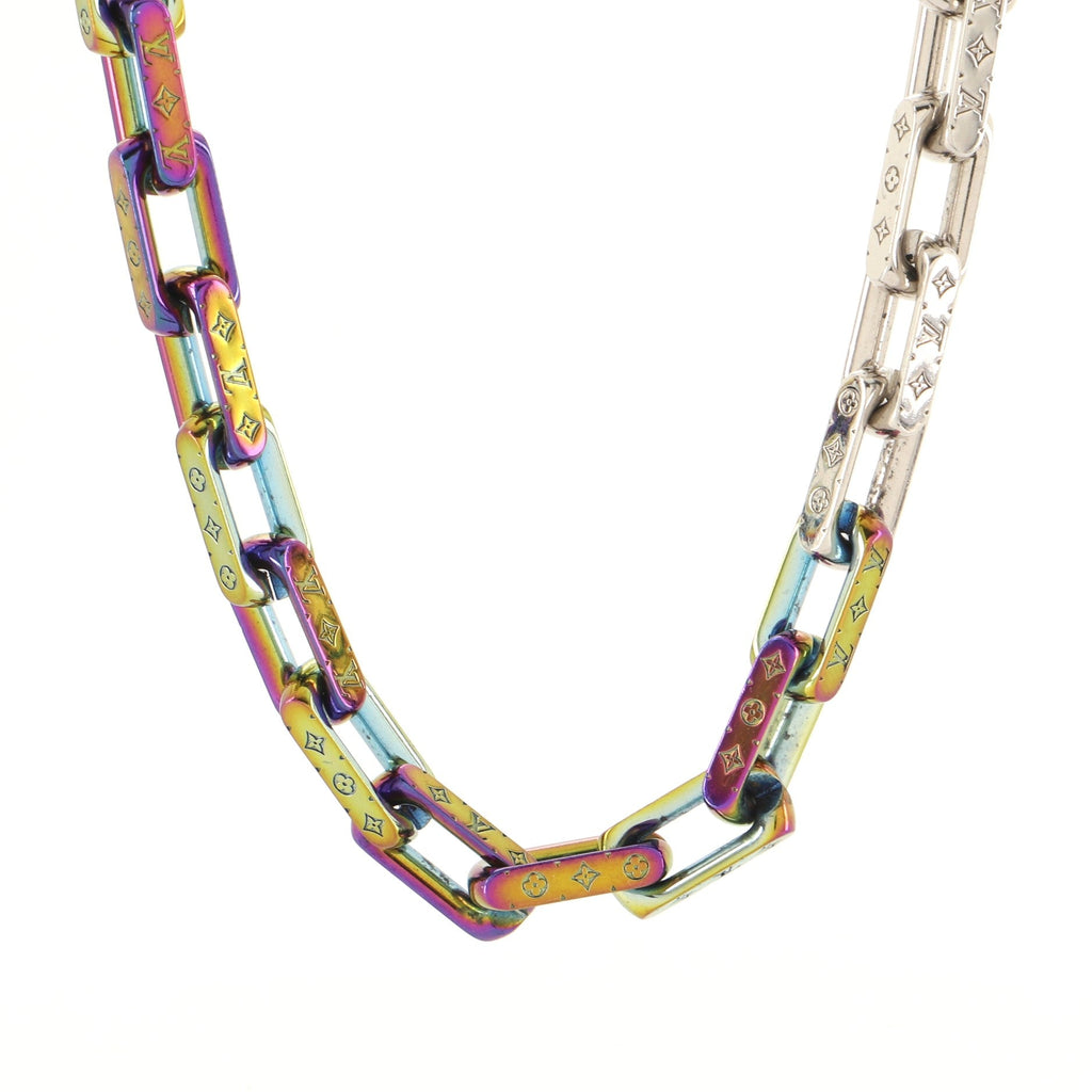 Monogram Chain Necklace Rainbow Metal