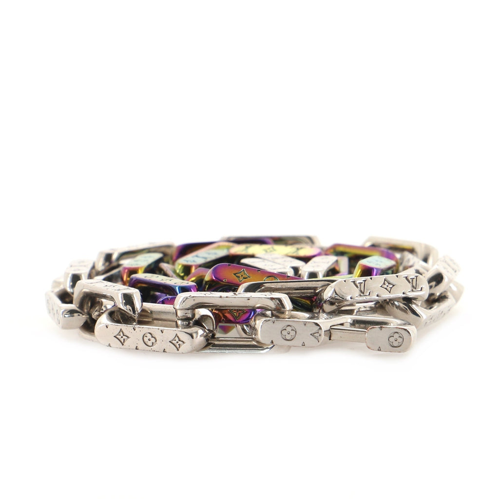 Monogram Chain Necklace Rainbow Metal