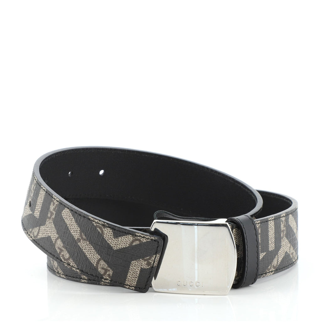 Plate Buckle Belt Caleido GG Coated Canvas Wide 75