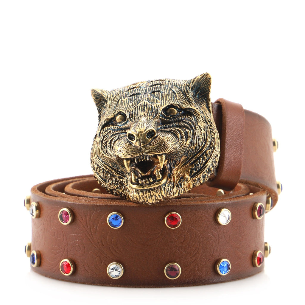 Animalier Belt Metal and Studded Leather Wide 80