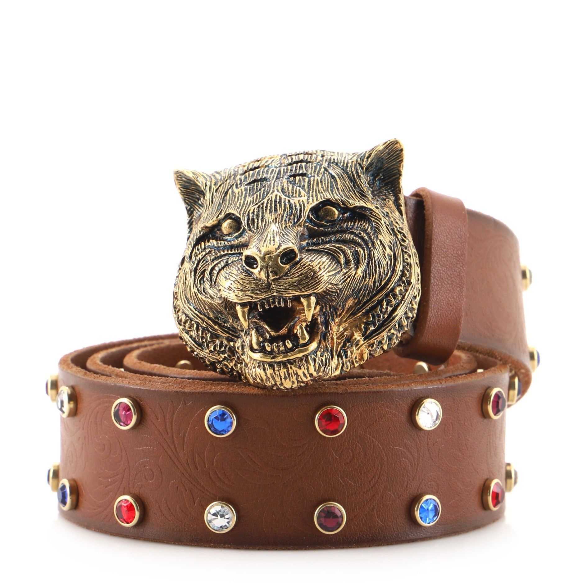 Animalier Belt Metal and Studded Leather Wide 80