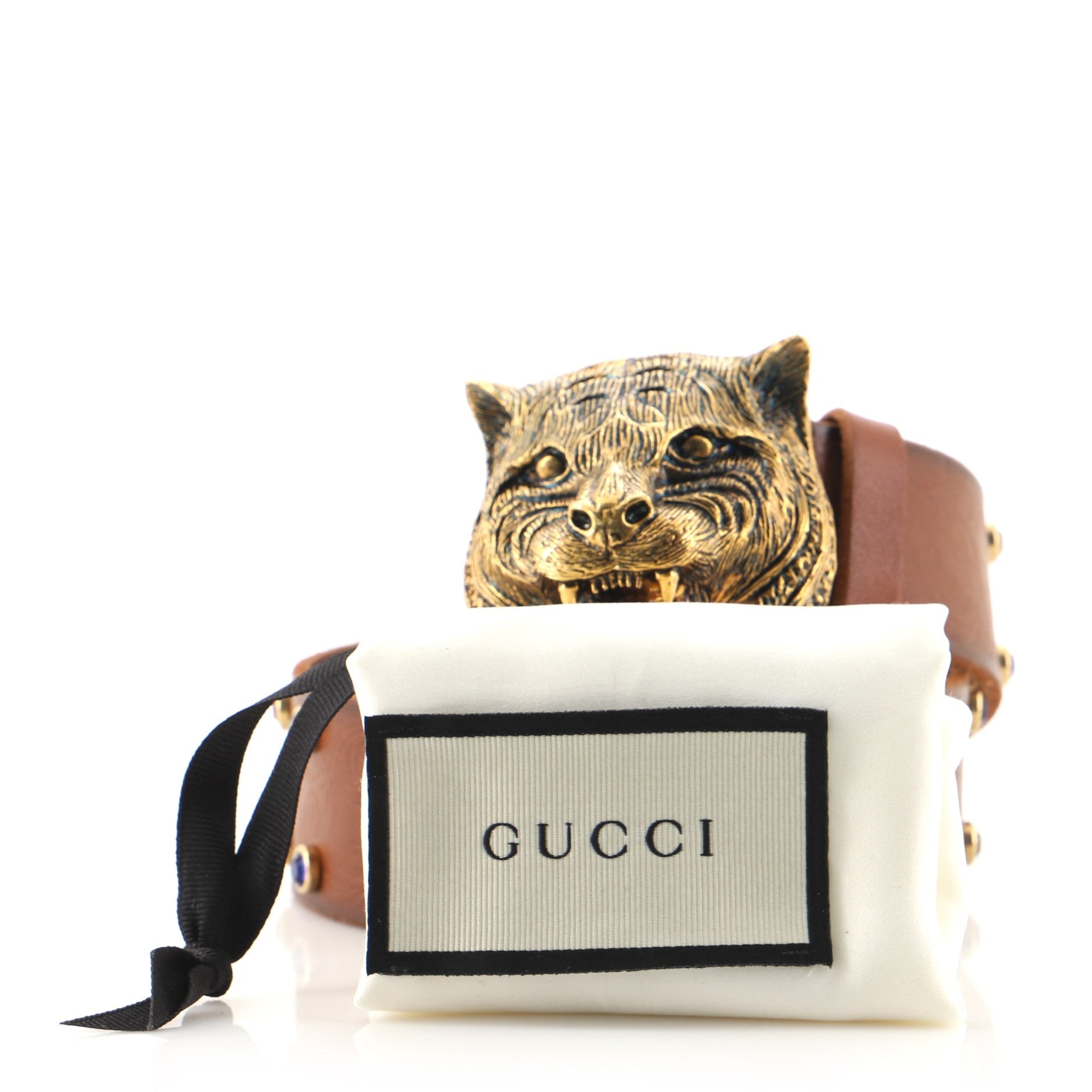 Animalier Belt Metal and Studded Leather Wide 80