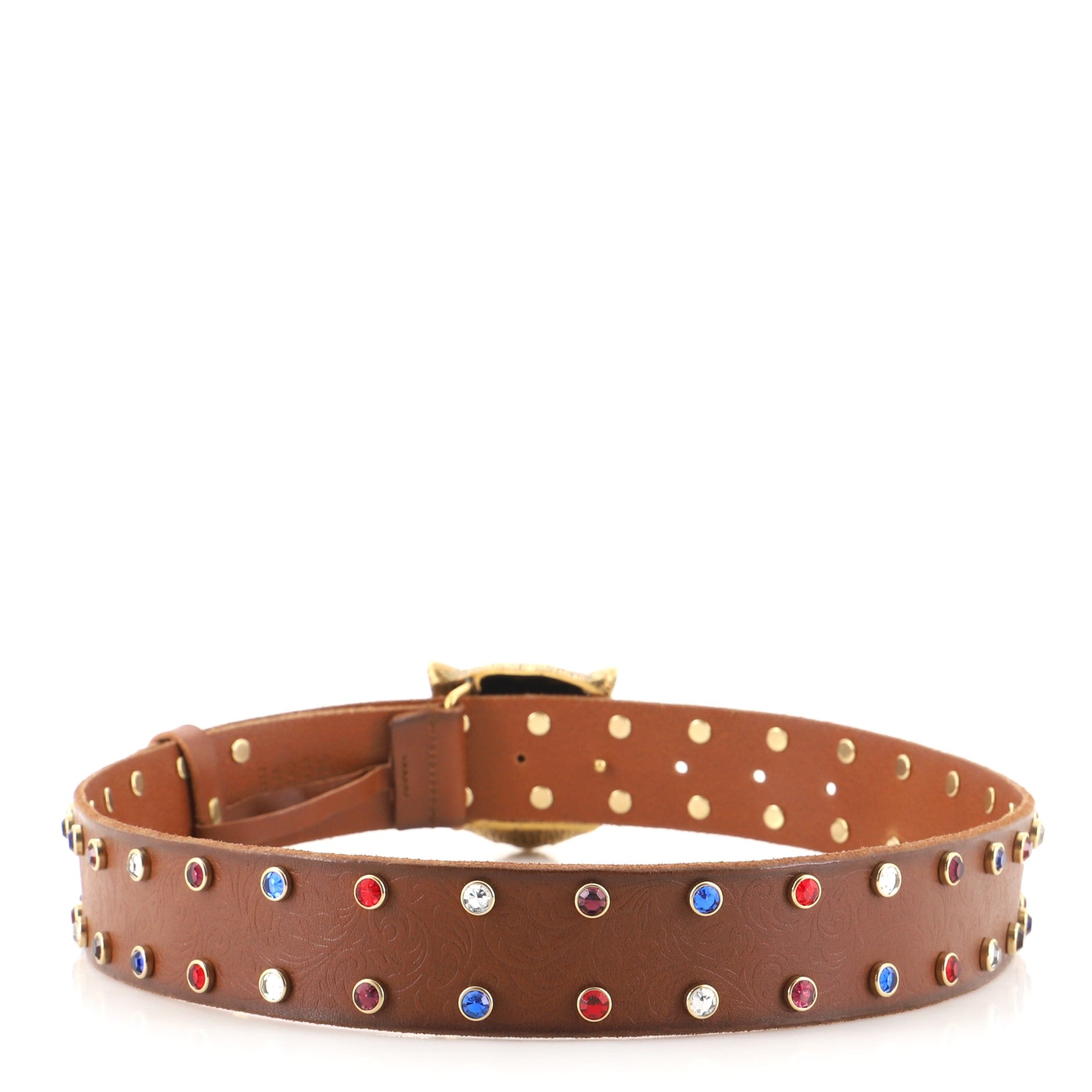 Animalier Belt Metal and Studded Leather Wide 80