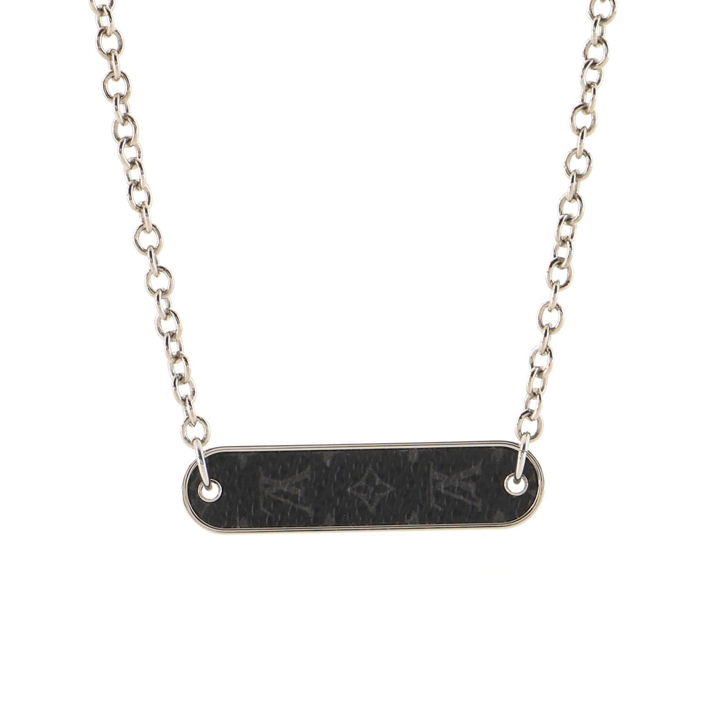 Pin Lock Chain Necklace Metal with Monogram Eclipse Canvas