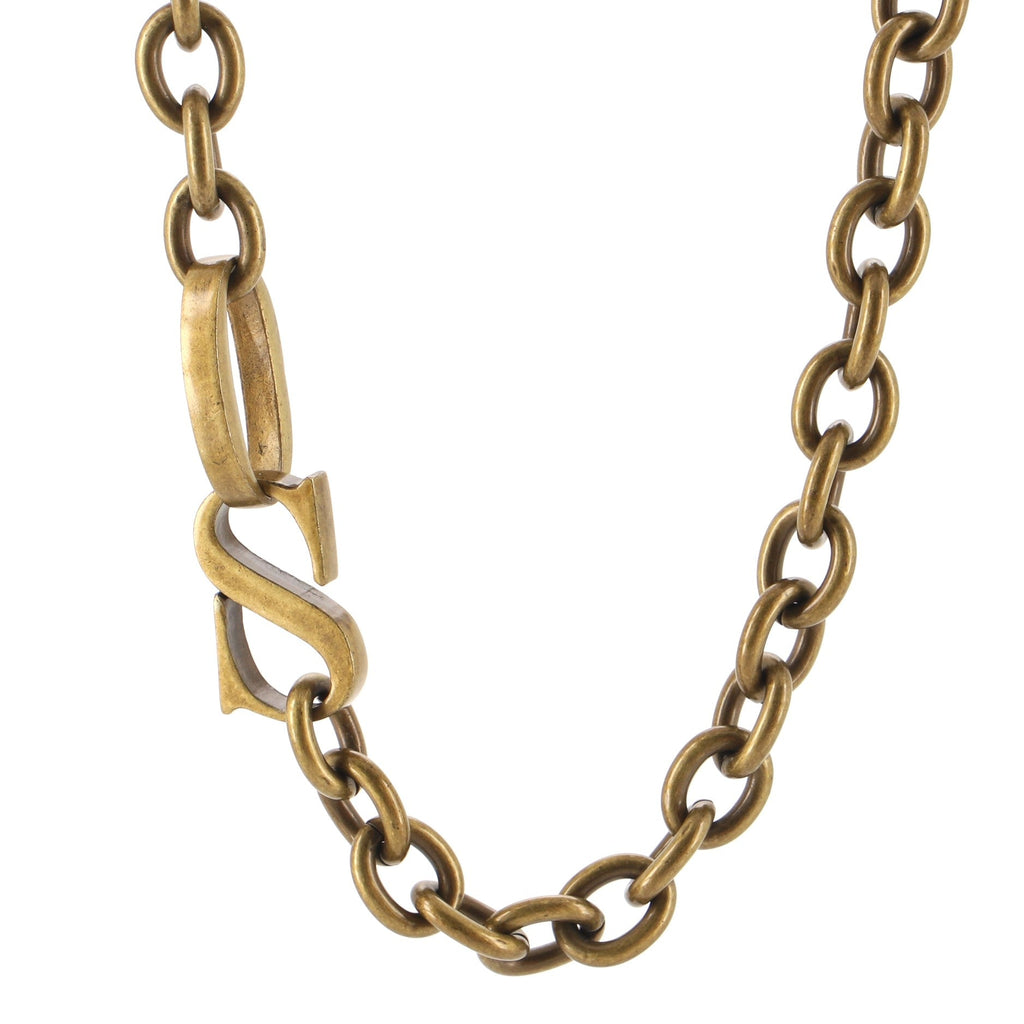 Letter Chain Link Necklace Metal